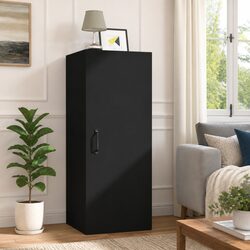 Wall-Mounted Storage Cabinet with 3 Compartments in Black