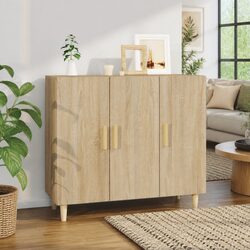 3-Door Buffet Storage Cabinet Brown 90x34x80 cm