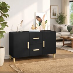Black Storage Sideboard Cabinet 100x36x60 cm with Doors and Drawers