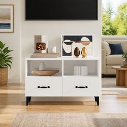 High Gloss White TV Cabinet with Storage Drawers