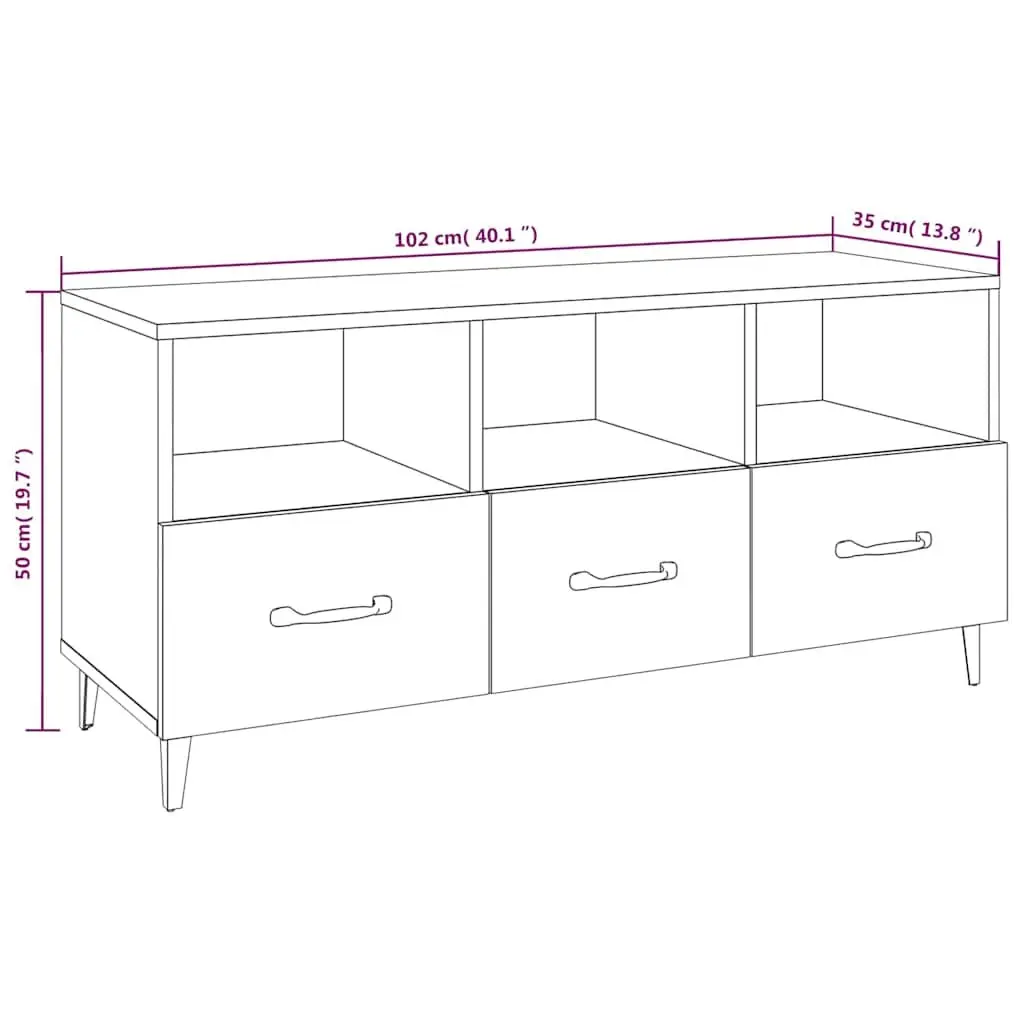 TV Cabinet High Gloss White Modern Media Unit Storage Drawers Shelves 102cm