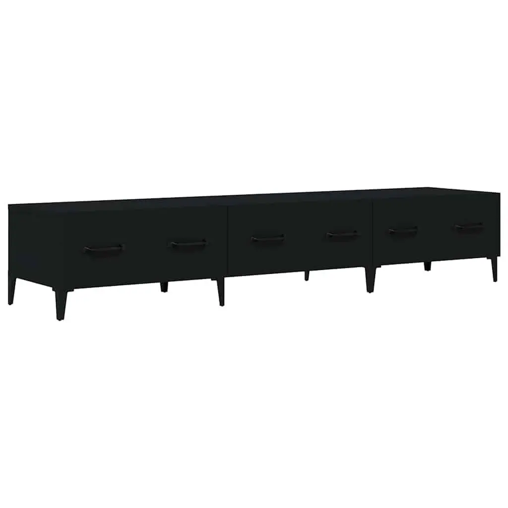 Black TV Cabinet Engineered Wood Living Room Storage Unit 150x34.5x30cm