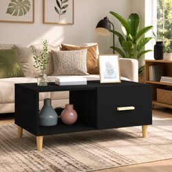 Coffee Table in Black with Functional Storage Compartments