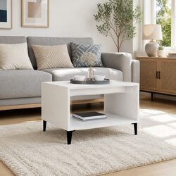 Coffee Table with Open Compartment and Metal Legs