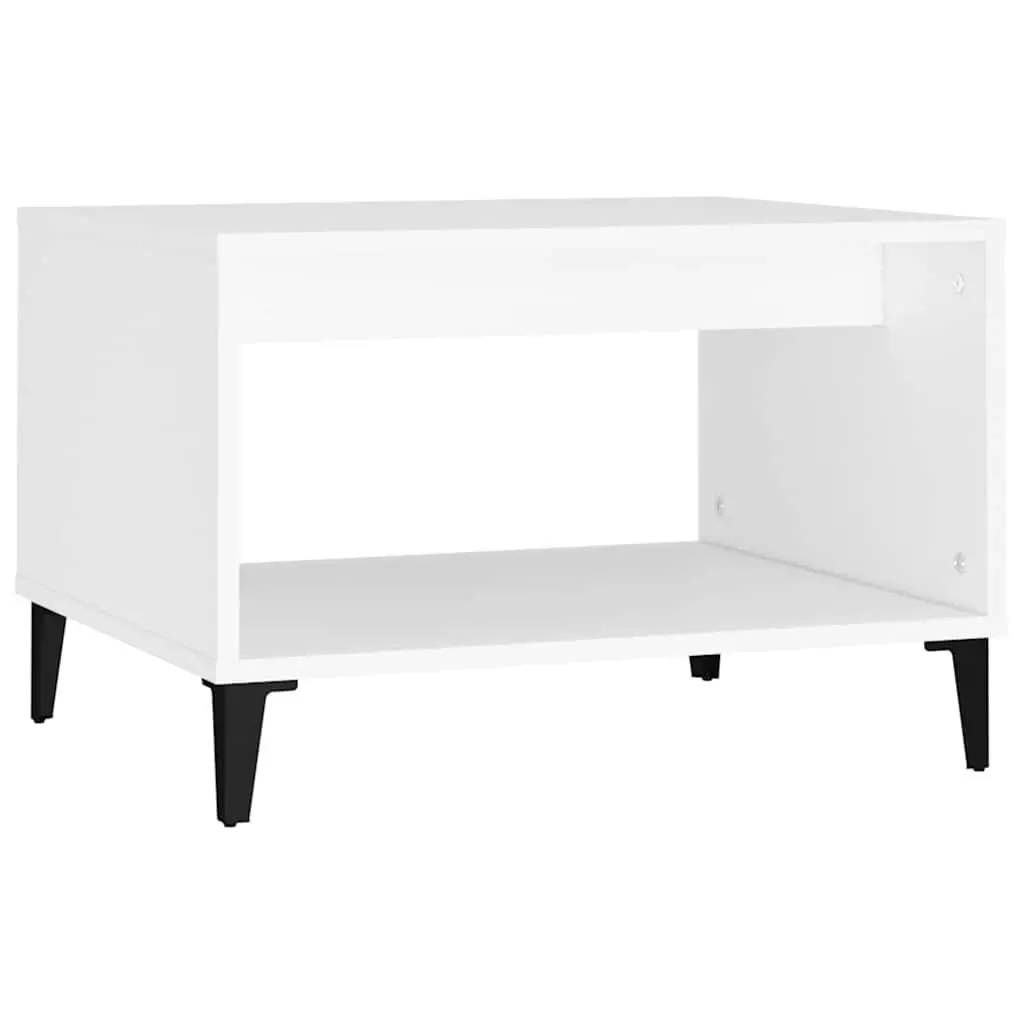 Coffee Table Open Storage Compartment White 60L x 50W x 40H cm