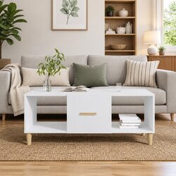 Storage Coffee Table White 102x50x40 cm