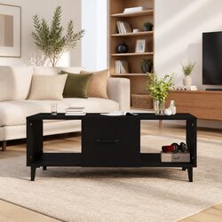Coffee Table 102x50x40 cm in Black Engineered Wood