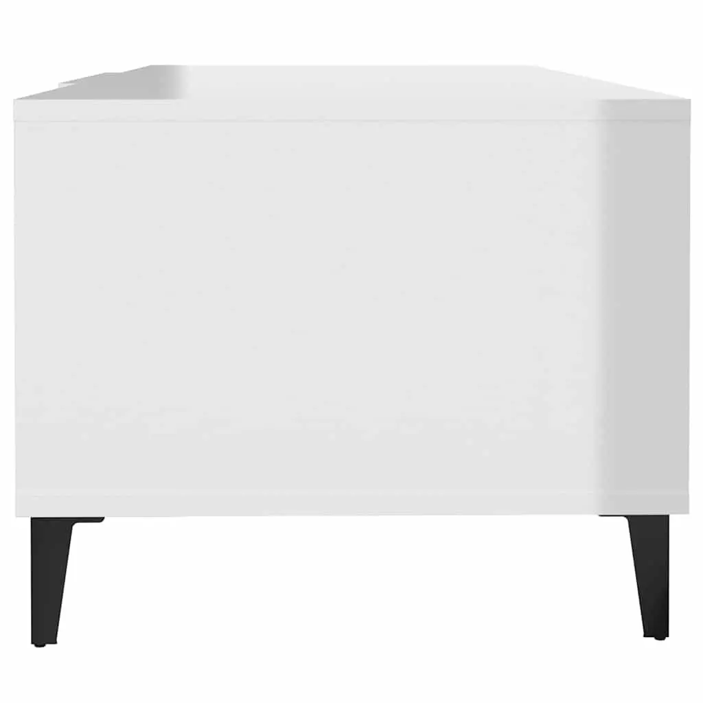 Coffee Table Modern High Gloss White Storage Compartments 102 x 50 x 40 cm