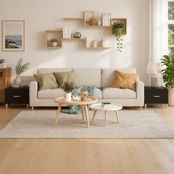 Functional Set of 2 Black Coffee Tables with Drawers