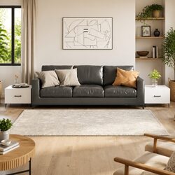 White Coffee Table Set with Metal Legs 2 Pcs 50x50x40 cm