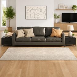 Black Coffee Table Set with Metal Legs and Drawers