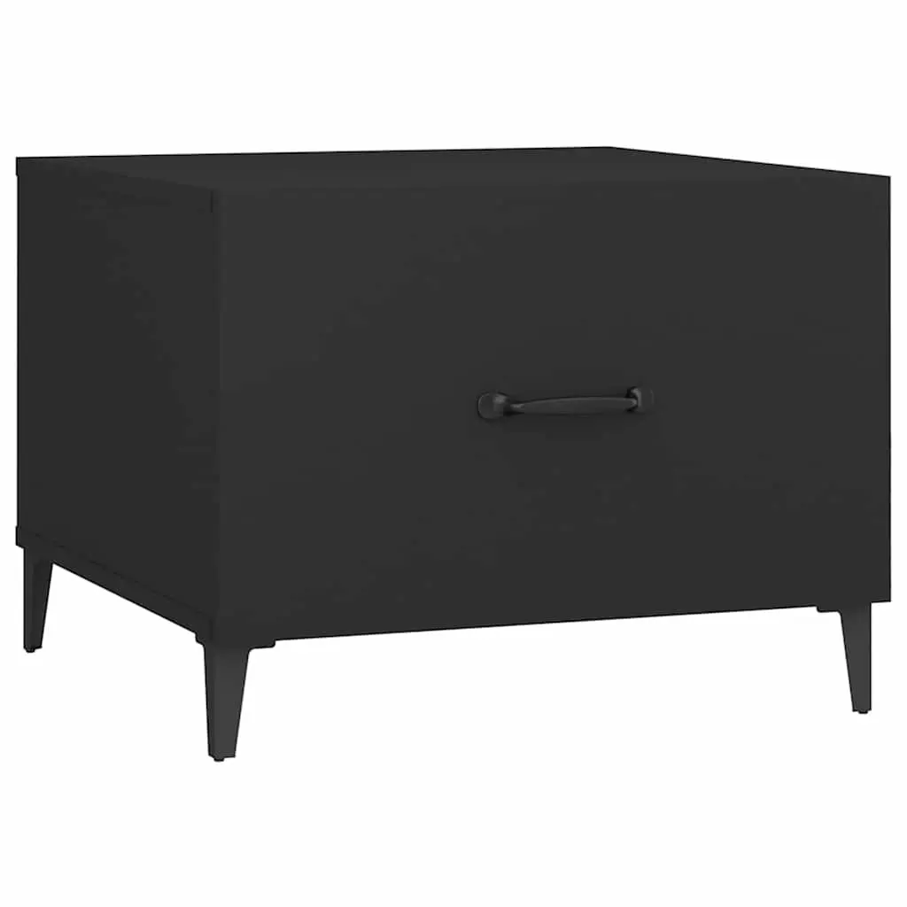 Coffee Table Set Storage Drawer 50x50x40 cm Black Industrial Metal Legs