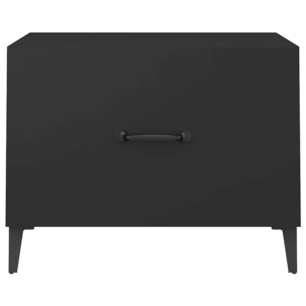 Coffee Table Set Storage Drawer 50x50x40 cm Black Industrial Metal Legs