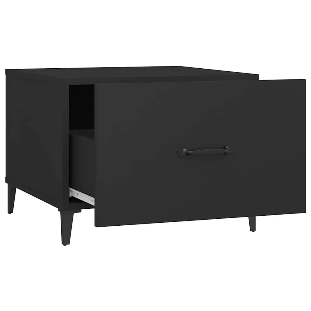 Coffee Table Set Storage Drawer 50x50x40 cm Black Industrial Metal Legs
