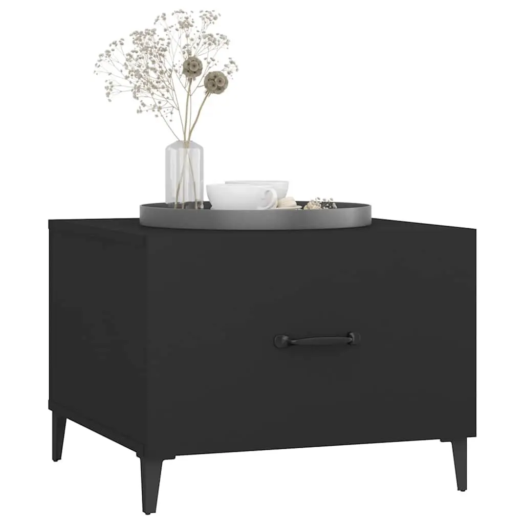 Coffee Table Set Storage Drawer 50x50x40 cm Black Industrial Metal Legs