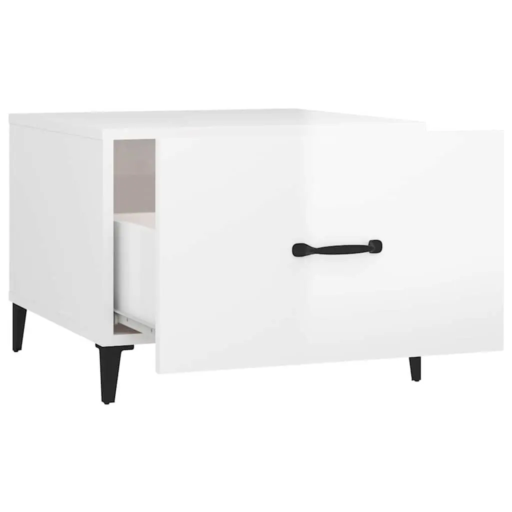 Coffee Tables with Metal Legs High Gloss White 2 Piece