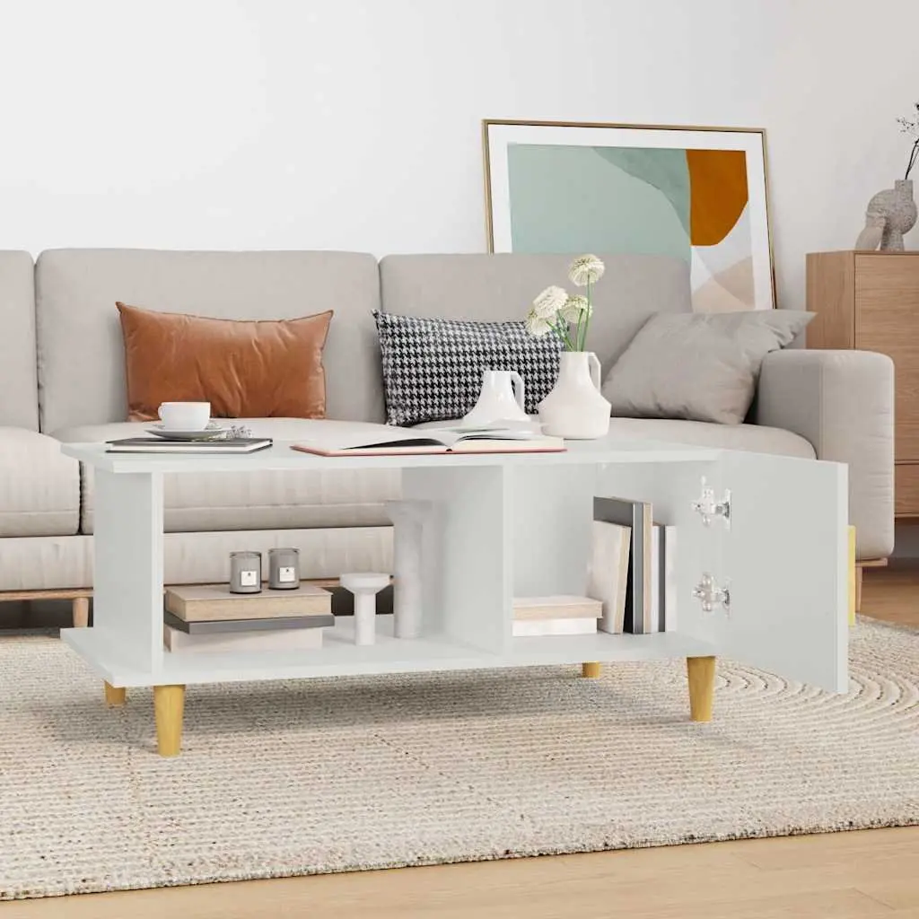 Coffee Table Storage Compartment Engineered Wood 90x50x40cm White