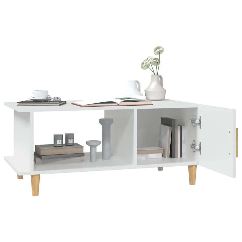 Coffee Table Storage Compartment Engineered Wood 90x50x40cm White