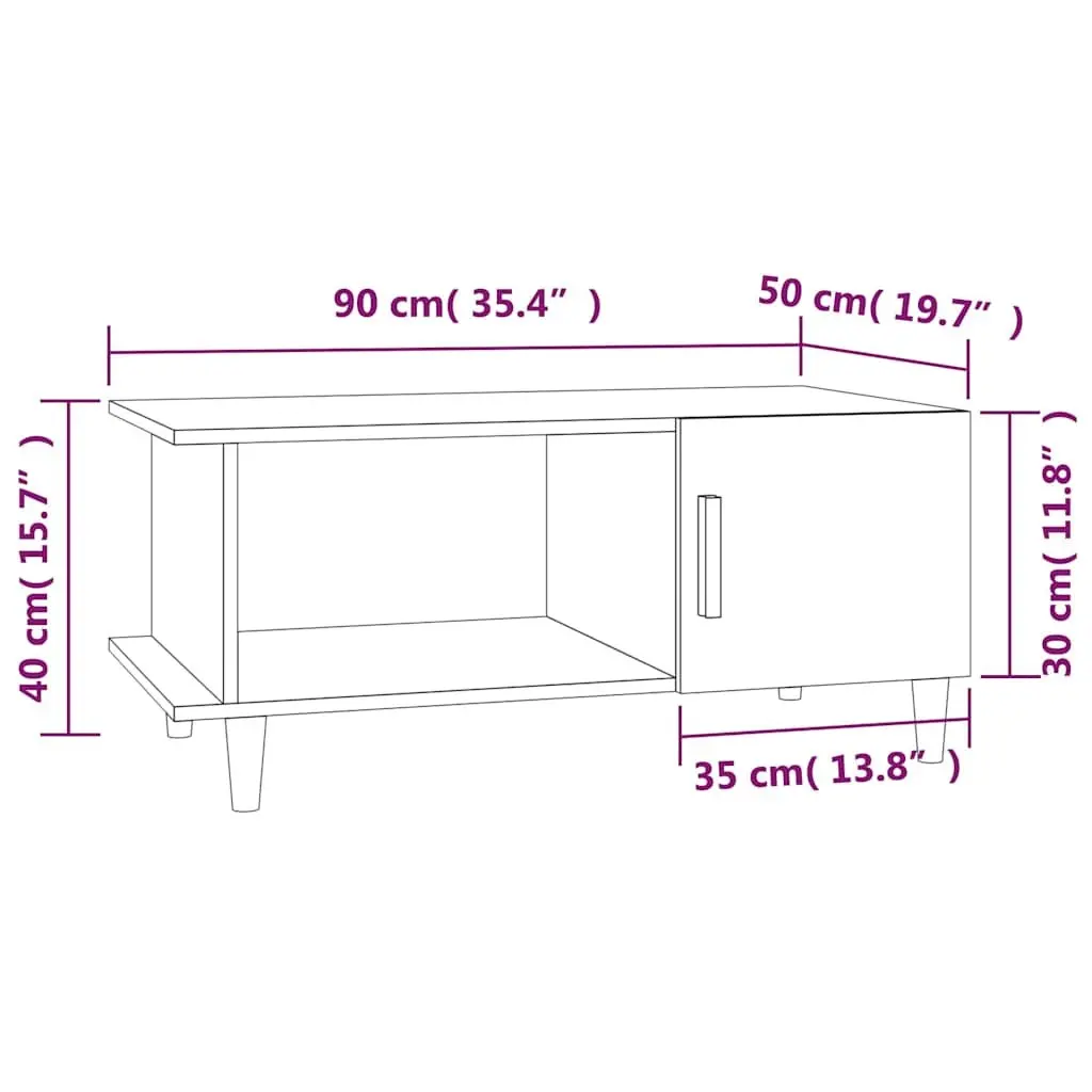 Coffee Table Storage Compartment Engineered Wood 90x50x40cm White