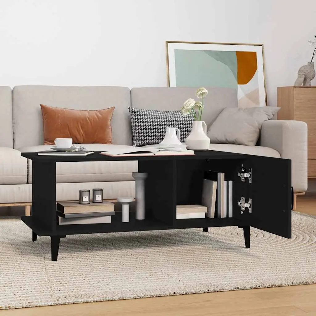 Coffee Table Storage Compartment Shelf 90x50x40 cm Black