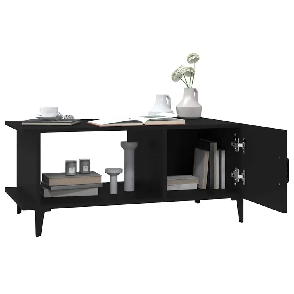 Coffee Table Storage Compartment Shelf 90x50x40 cm Black