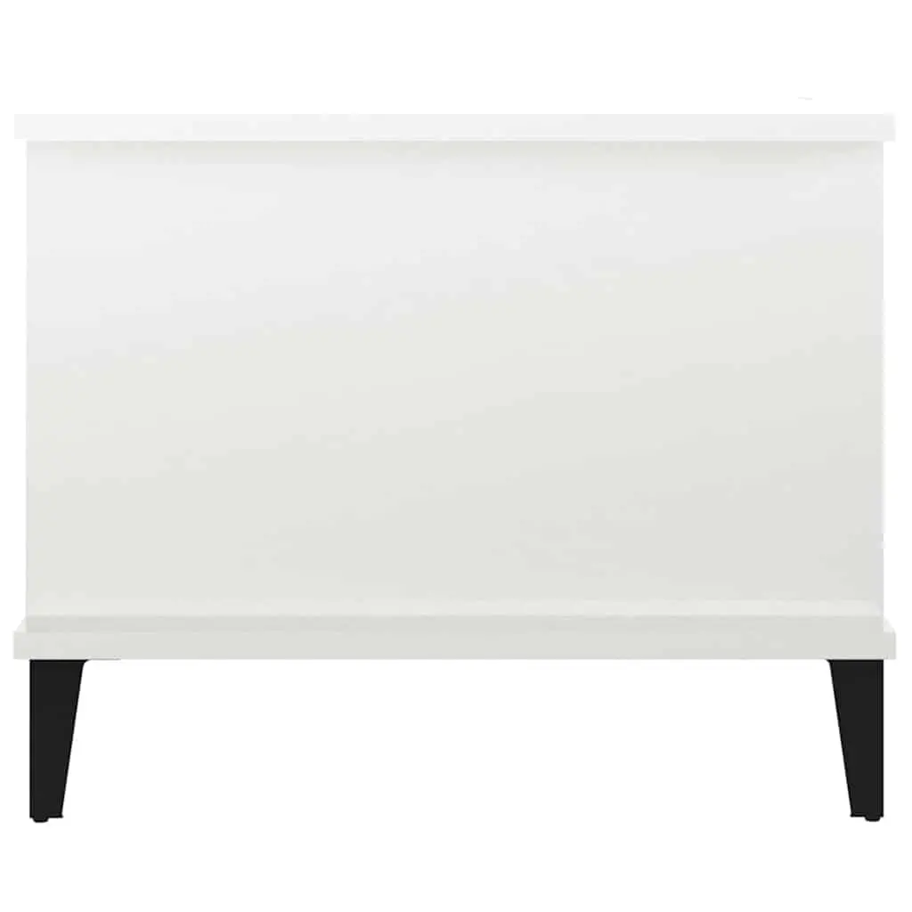 Coffee Table High Gloss White with Storage Compartment Shelf Metal Legs 90L x 50W x 40H cm