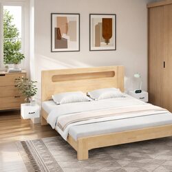 2-Piece Wall-Mounted Bedside Cabinet Set in White