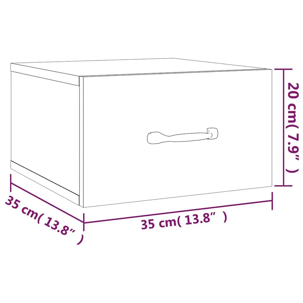 Wall-mounted Bedside Cabinets Floating Storage 2 Piece White