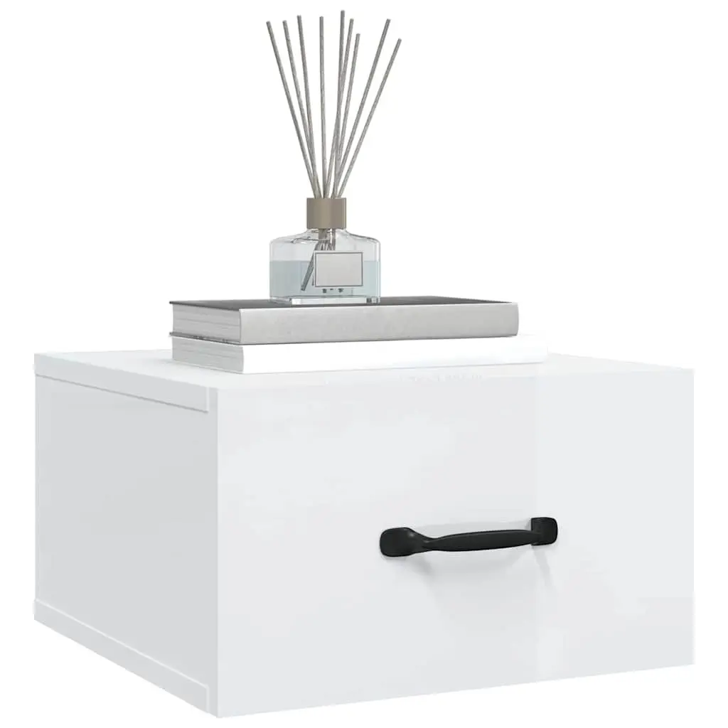 Wall-mounted Bedside Cabinets Floating Storage 2 Piece White
