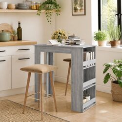 Bar Table with 3 Storage Racks in Grey Sonoma