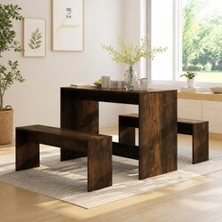 3 Piece Dining Set with Engineered Wood Benches