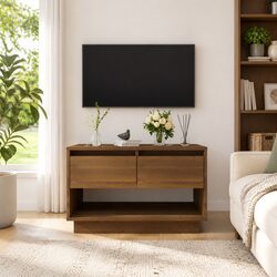 Brown Oak TV Cabinet: Durable Living Room Storage Solution