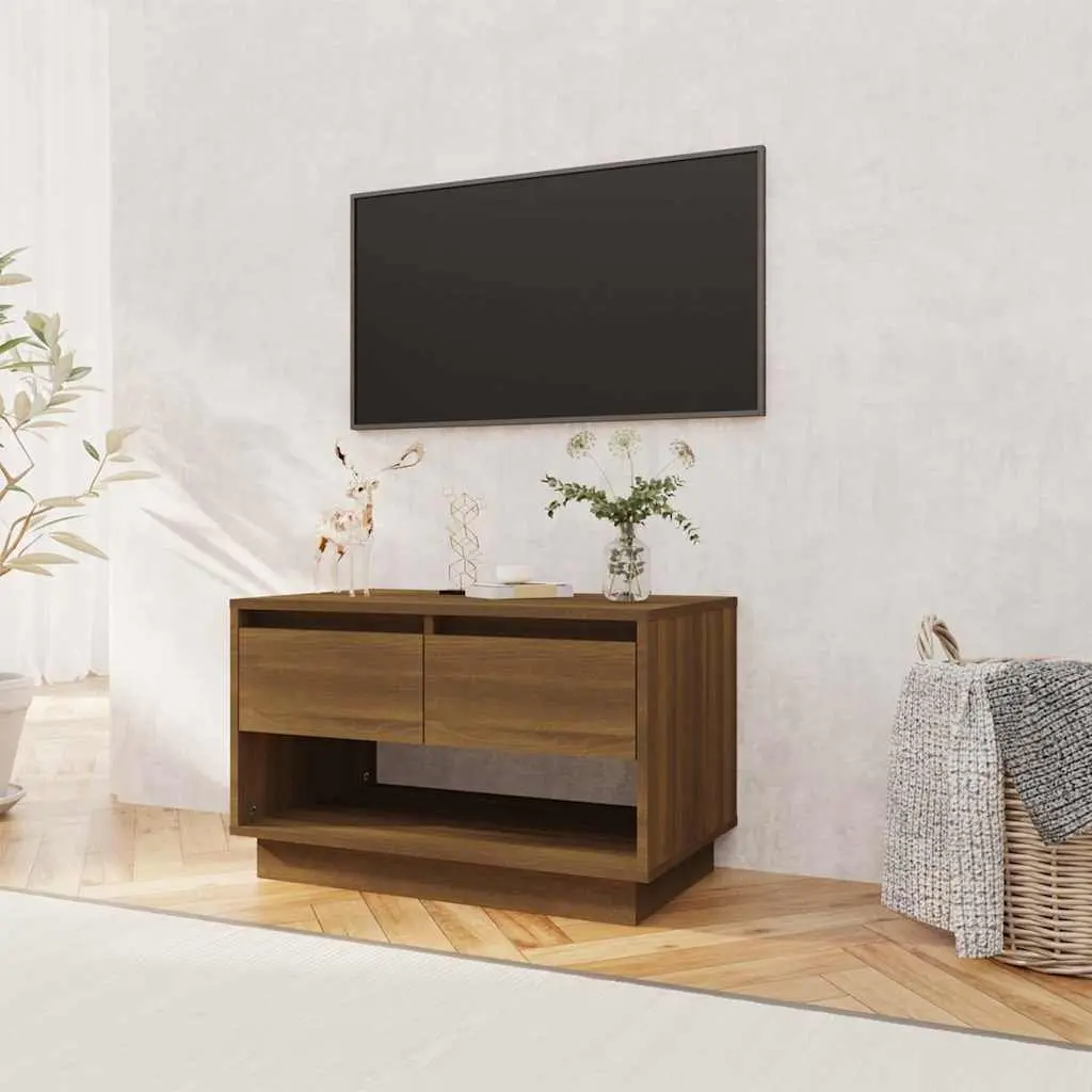 TV Cabinet Durable Storage Unit with Drawers Open Compartment 70cm Brown