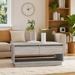 Coffee Table with Drawers in Grey Sonoma Finish