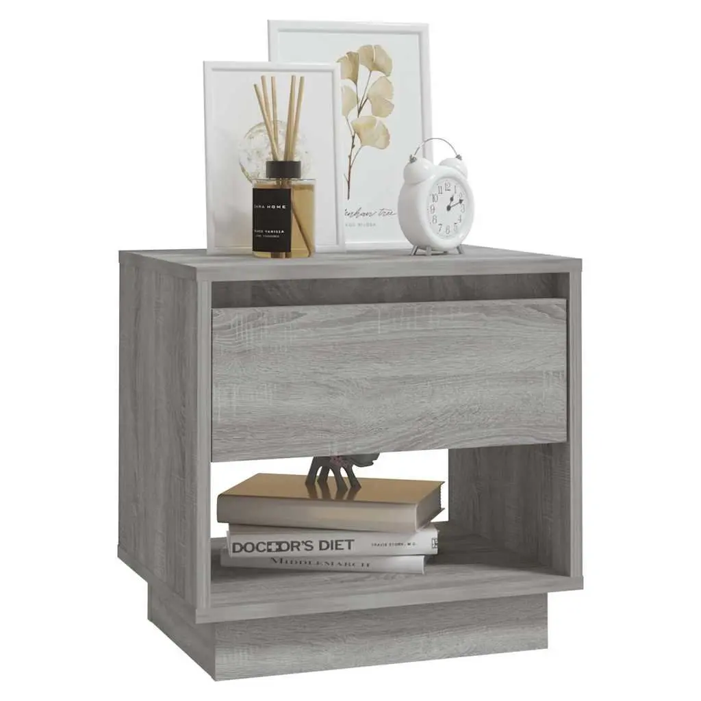 Bedside Cabinets Storage Drawer Compartment Grey Sonoma Set 2 pcs