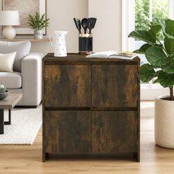 Efficient Brown Storage Cabinet with 4 Doors and Sturdy Top