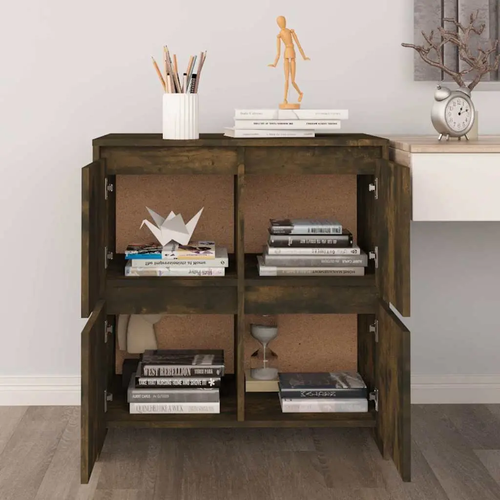 Sideboard with 4 Doors Brown Storage Cabinet Living Room Buffet Furniture