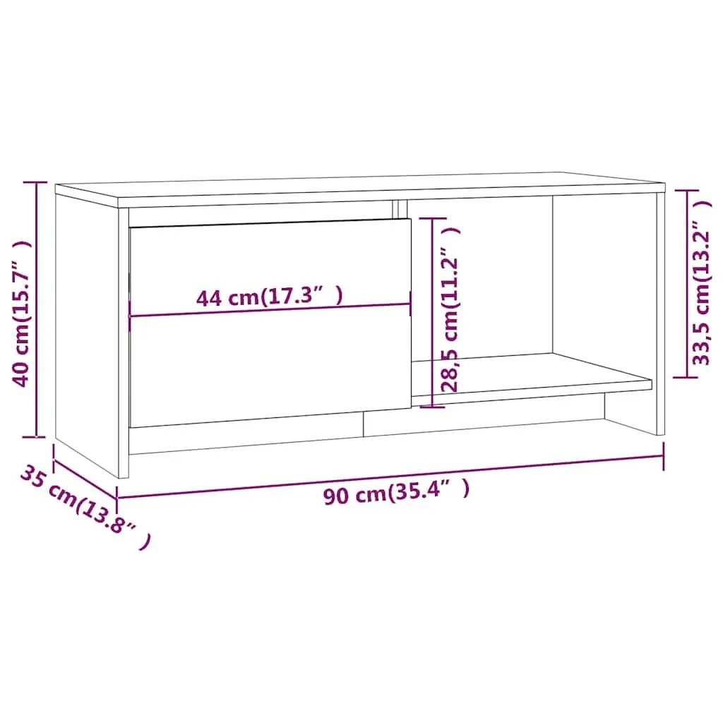 TV Cabinet Lowboard Durable Brown 90 x 35 x 40 cm