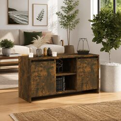 Engineered Wood TV Cabinet Storage Unit in Smoked Oak