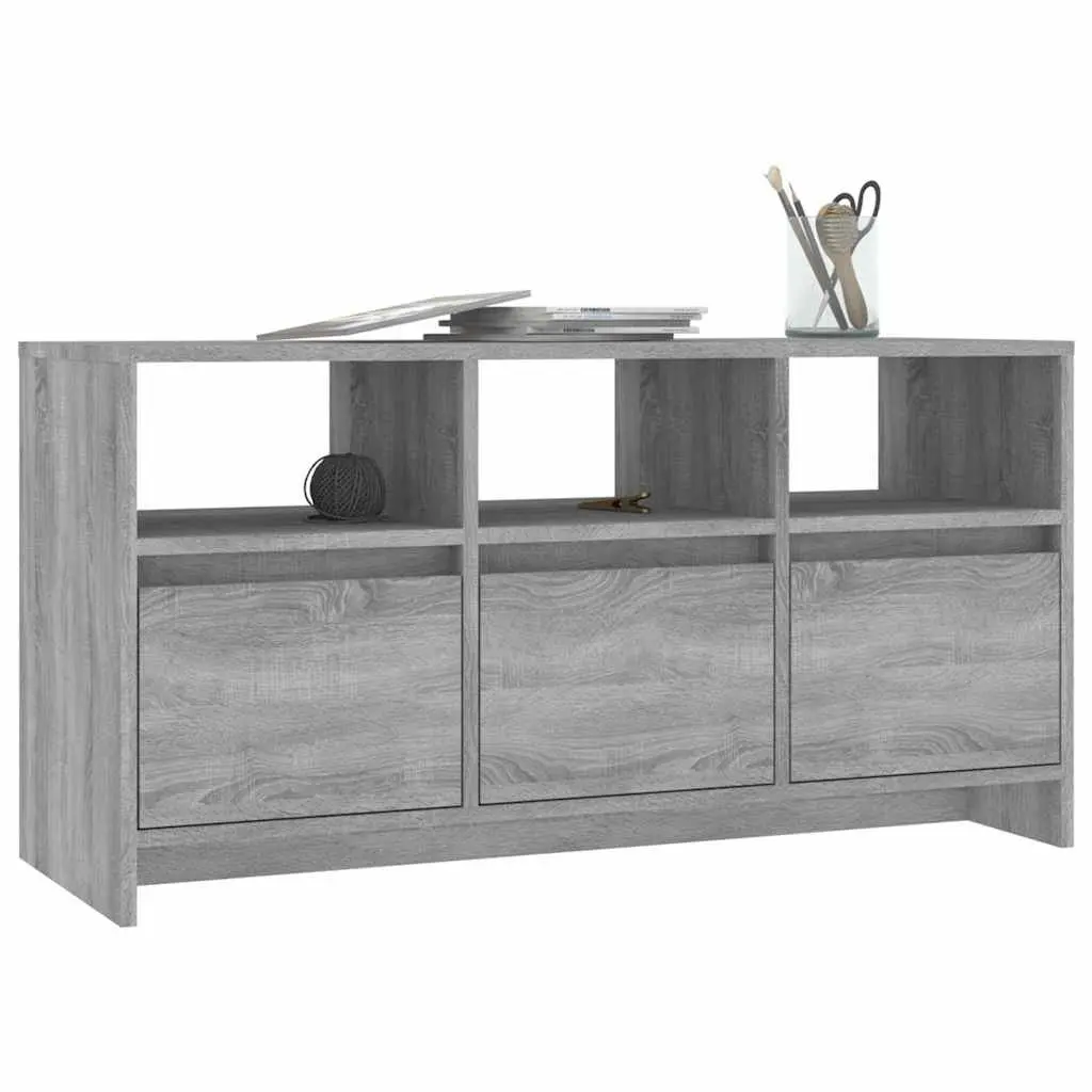 TV Cabinet Grey Storage Lowboard 102x37.5x52.5cm with Drawers