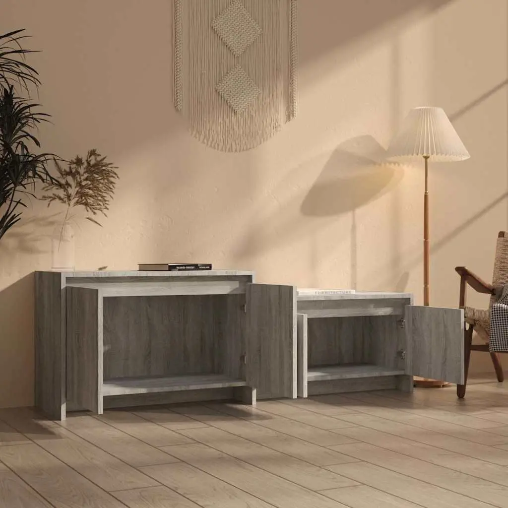 TV Cabinet Storage Unit Durable 146.5cm Grey Sonoma 4 Door Living Room
