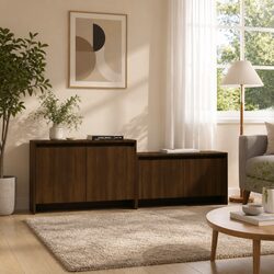 146.5cm TV Cabinet with 4 Doors in Brown Engineered Wood