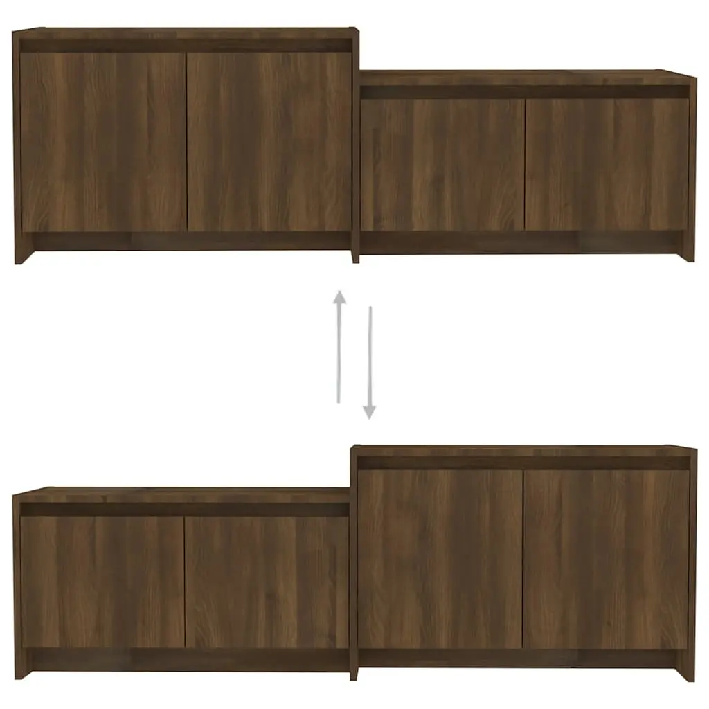 TV Cabinet Durable Engineered Wood 146.5cm Brown Lowboard Storage Unit with 4 Doors