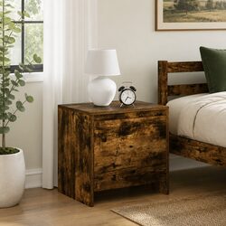 Bedside Cabinet 45x34x44.5cm in Smoked Oak Engineered Wood