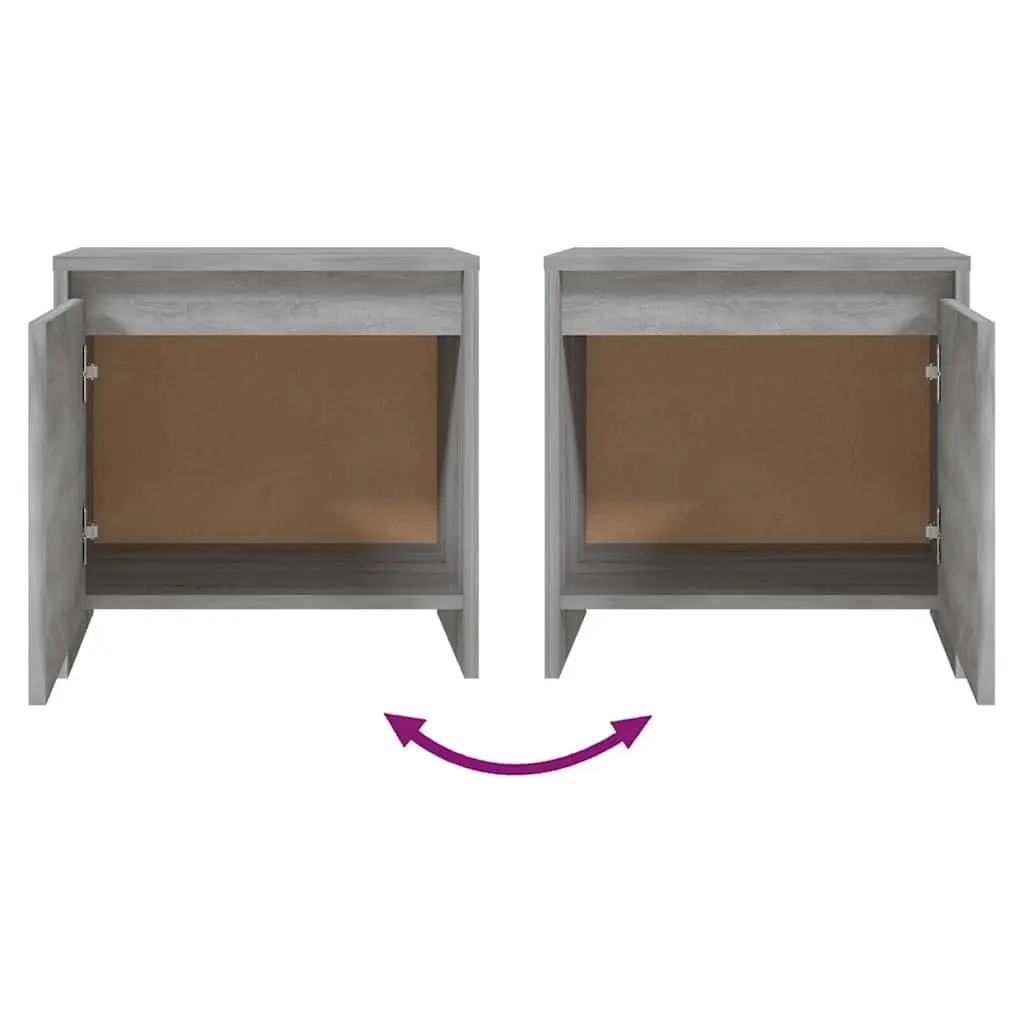 Bedside Cabinet Storage Grey Sonoma 45x34x44.5 cm Nightstand Furniture Set of 2