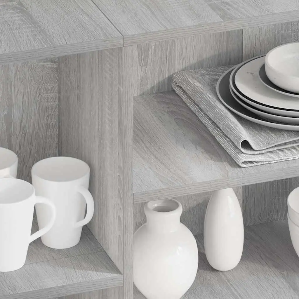Sideboard with Shelves Organised Storage 120W x 30D x 75H cm Grey Engineered Wood