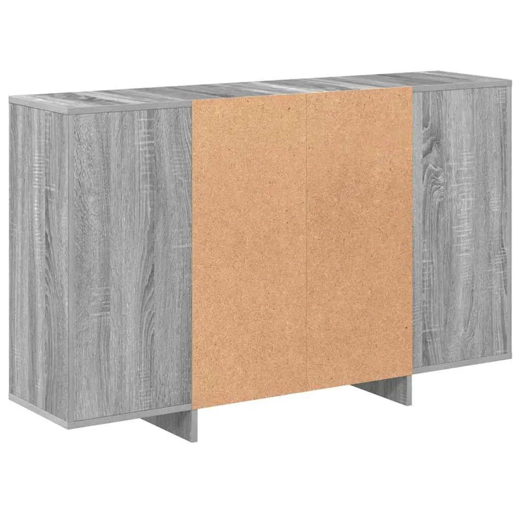 Sideboard with Shelves Organised Storage 120W x 30D x 75H cm Grey Engineered Wood