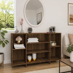 Storage Cabinet Sideboard in Brown Oak with 4 Shelves