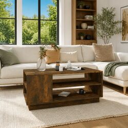 Coffee Table with Storage in Engineered Wood, Brown