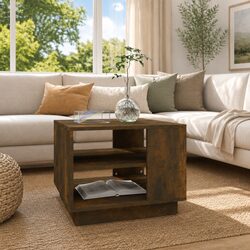 Brown Engineered Wood Coffee Table with Shelves